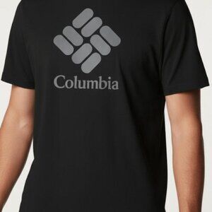 Columbia Men's Black Gray Stacked Logo Masc Short Sleeve T-Shirt Size L